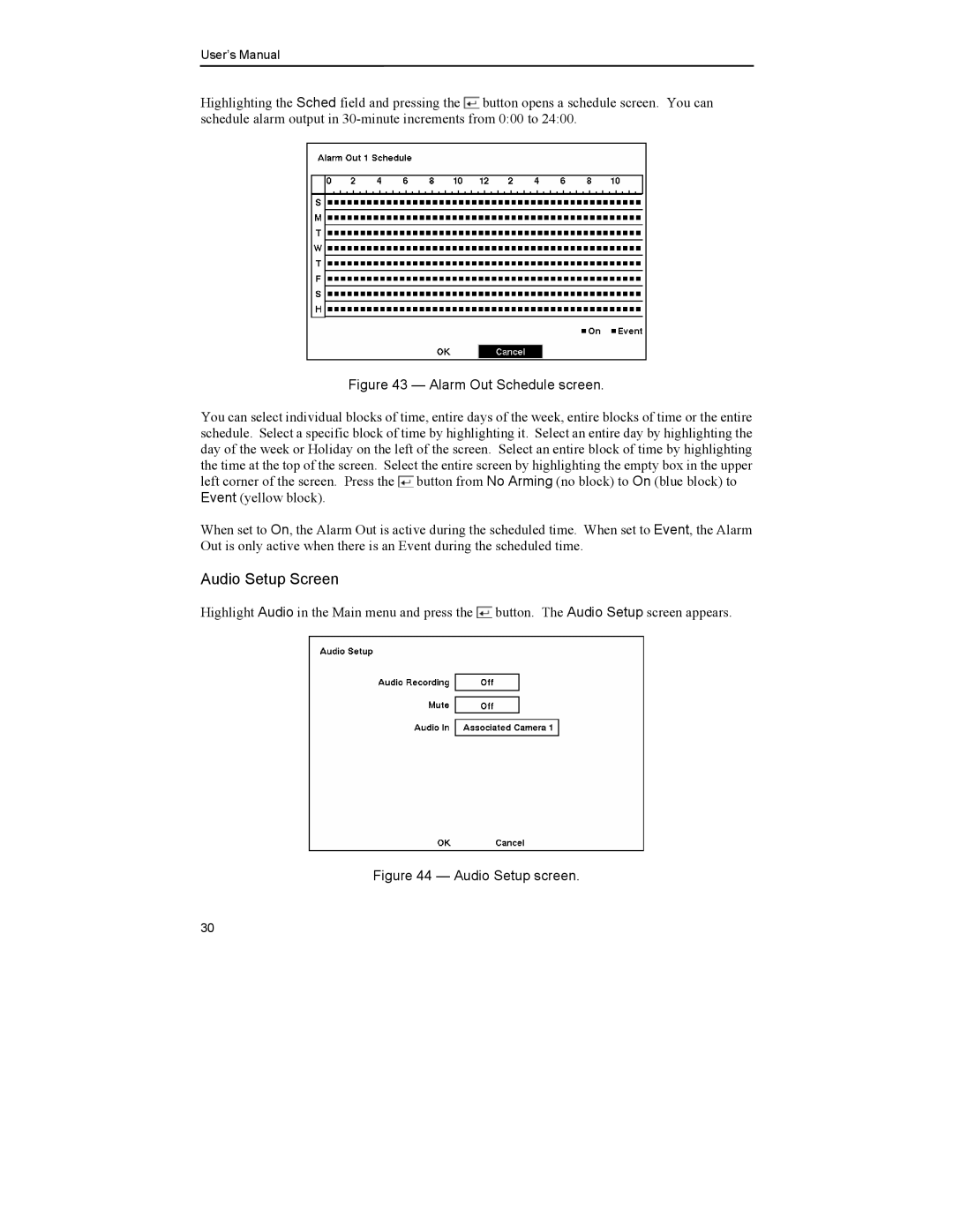 Mitsubishi Electronics DX-TL4U manual Alarm Out Schedule screen 