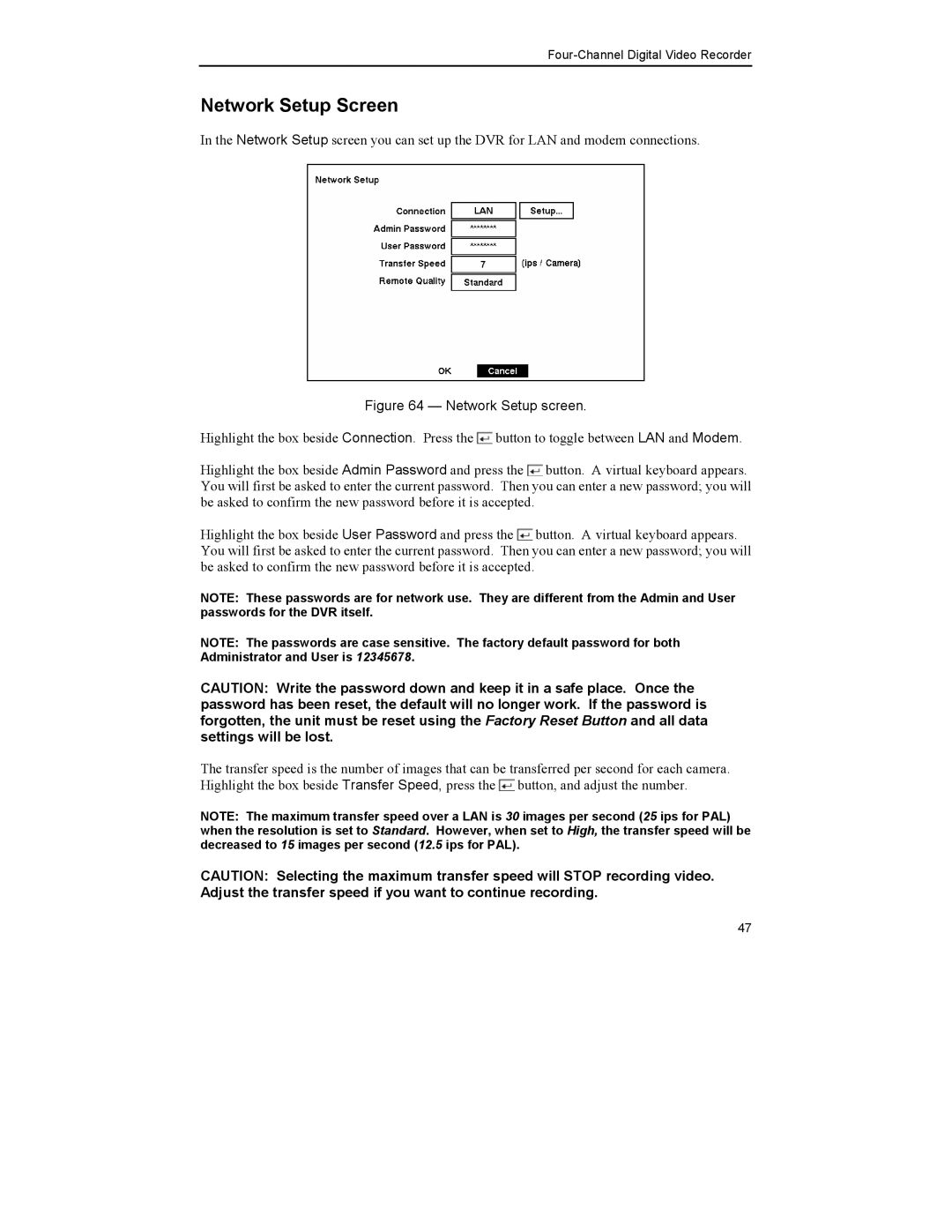 Mitsubishi Electronics DX-TL4U manual Network Setup Screen, Network Setup screen 