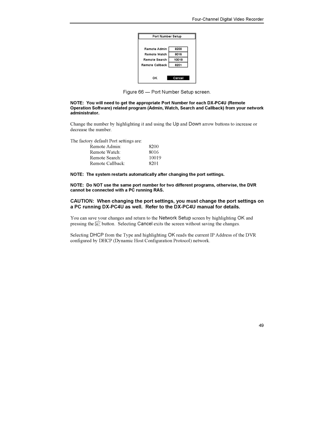 Mitsubishi Electronics DX-TL4U manual Port Number Setup screen 