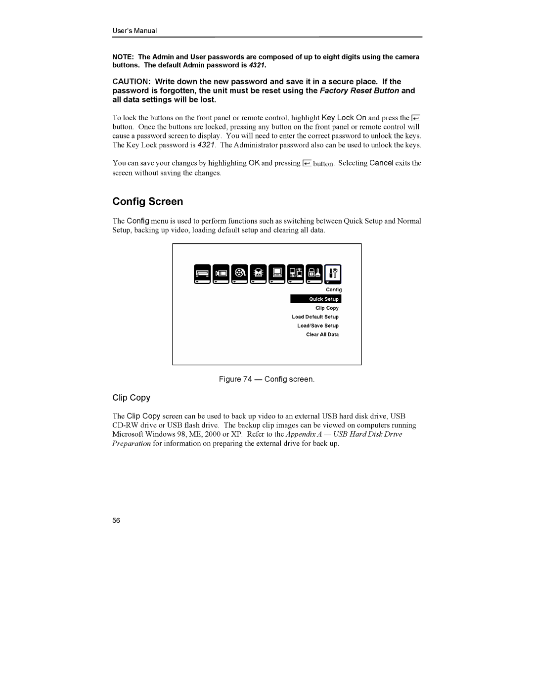 Mitsubishi Electronics DX-TL4U manual Config Screen, Clip Copy 