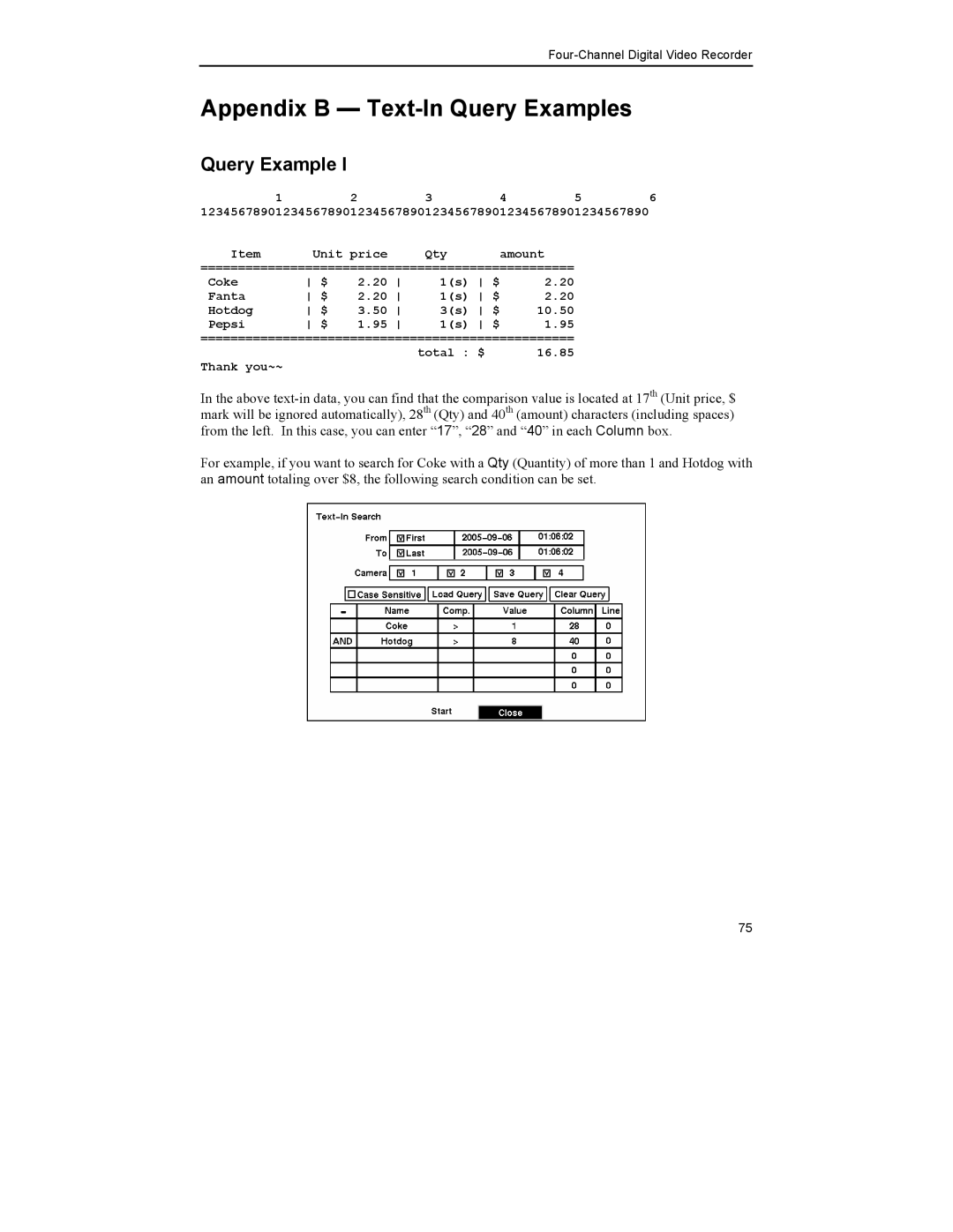 Mitsubishi Electronics DX-TL4U manual Appendix B Text-In Query Examples 