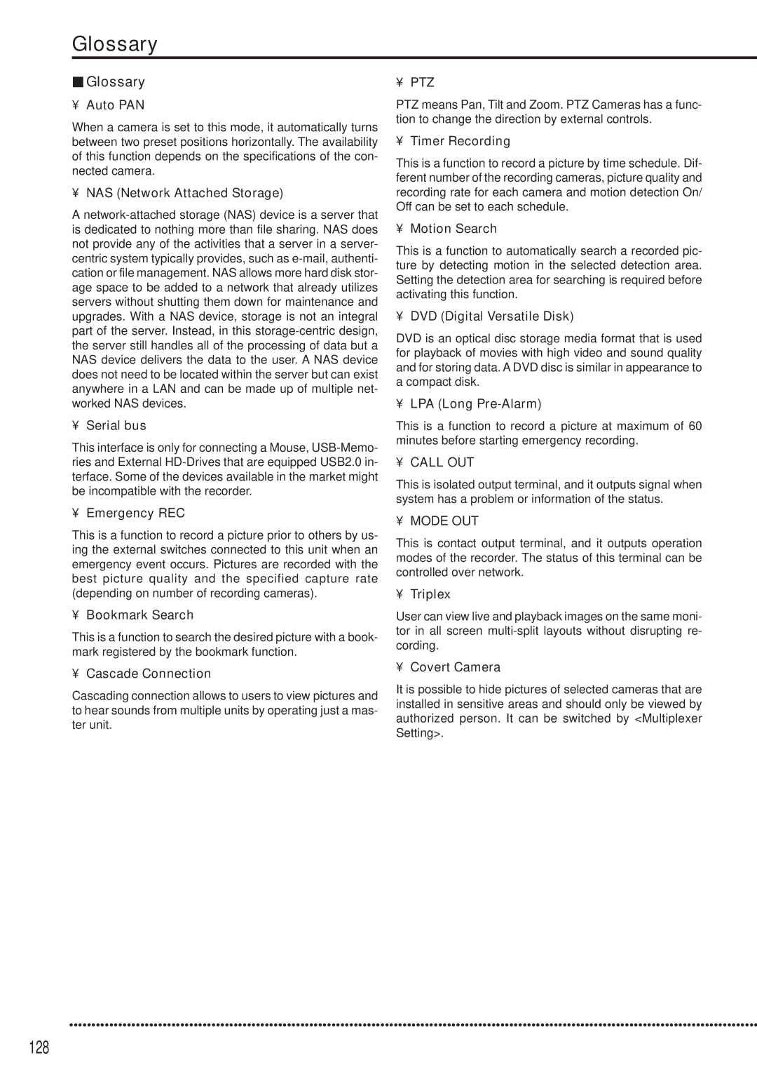 Mitsubishi Electronics DX-TL5000E instruction manual Glossary, 128 