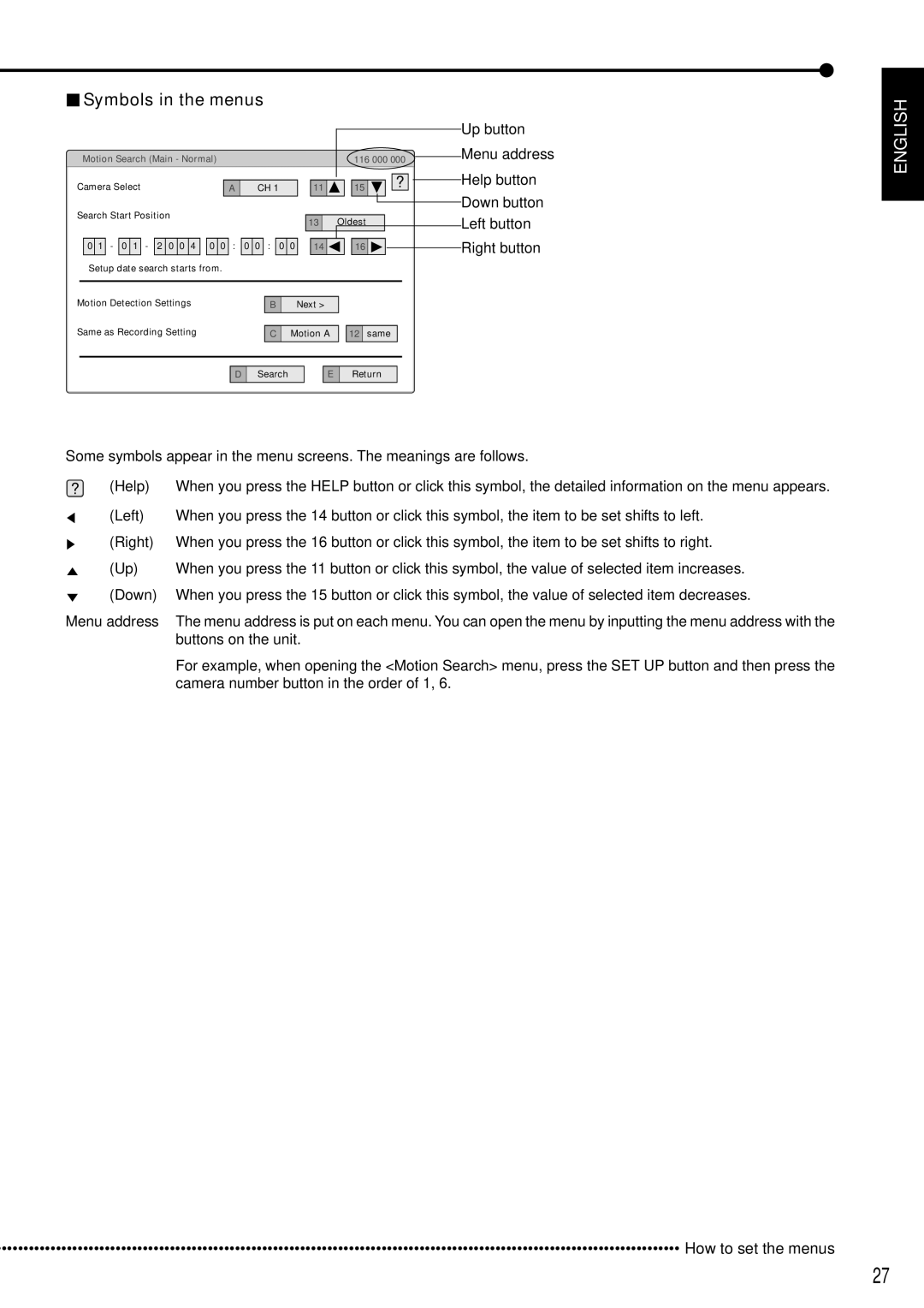 Mitsubishi Electronics DX-TL5000E instruction manual Symbols in the menus, Buttons on the unit 