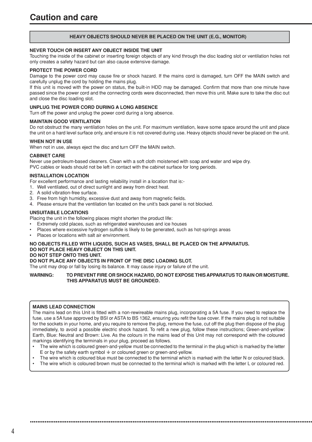 Mitsubishi Electronics DX-TL5000E instruction manual Unplug the Power Cord During a Long Absence 