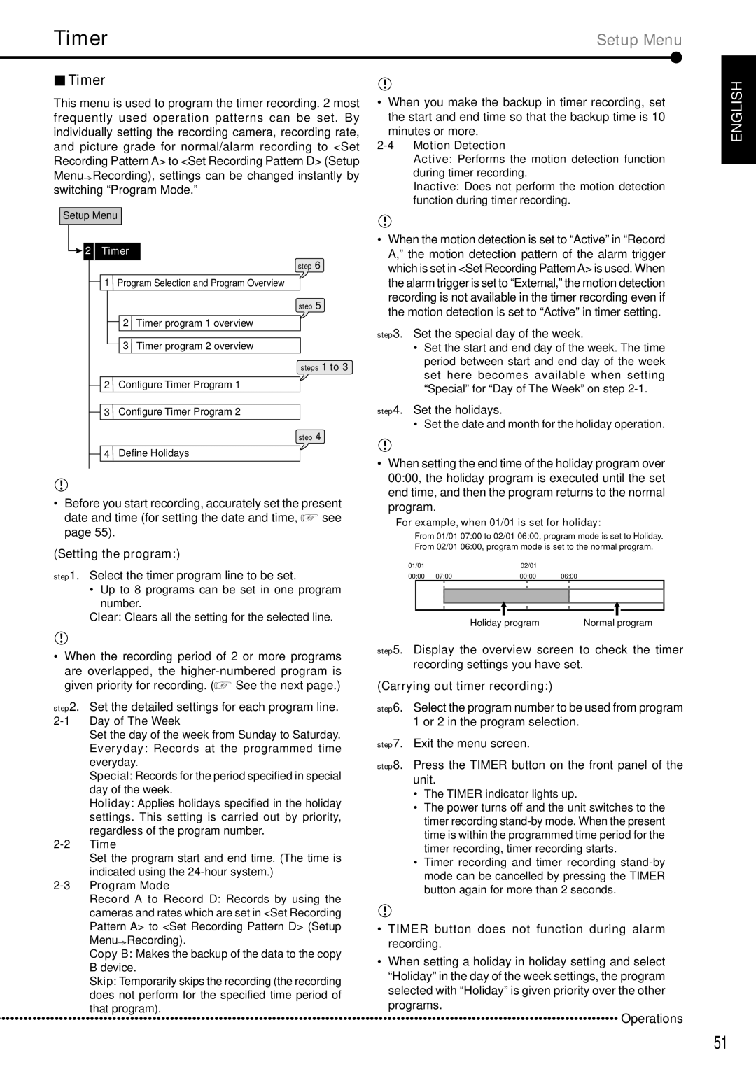 Mitsubishi Electronics DX-TL5000E instruction manual Timer, Setting the program, Carrying out timer recording 