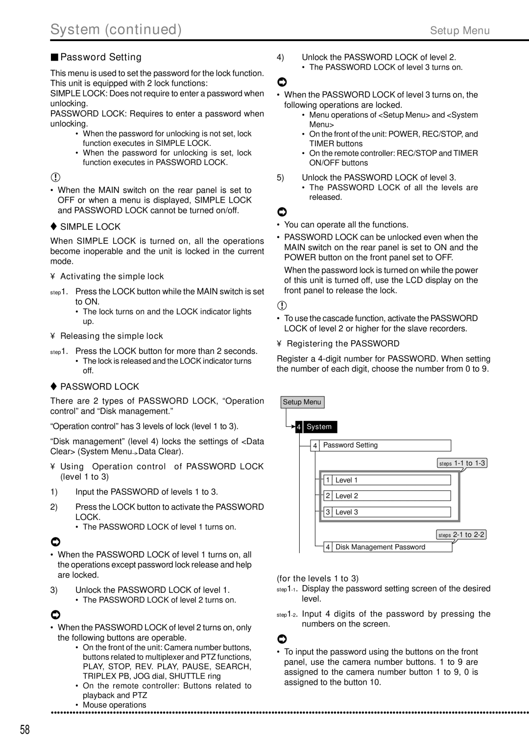 Mitsubishi Electronics DX-TL5000E instruction manual Password Setting 