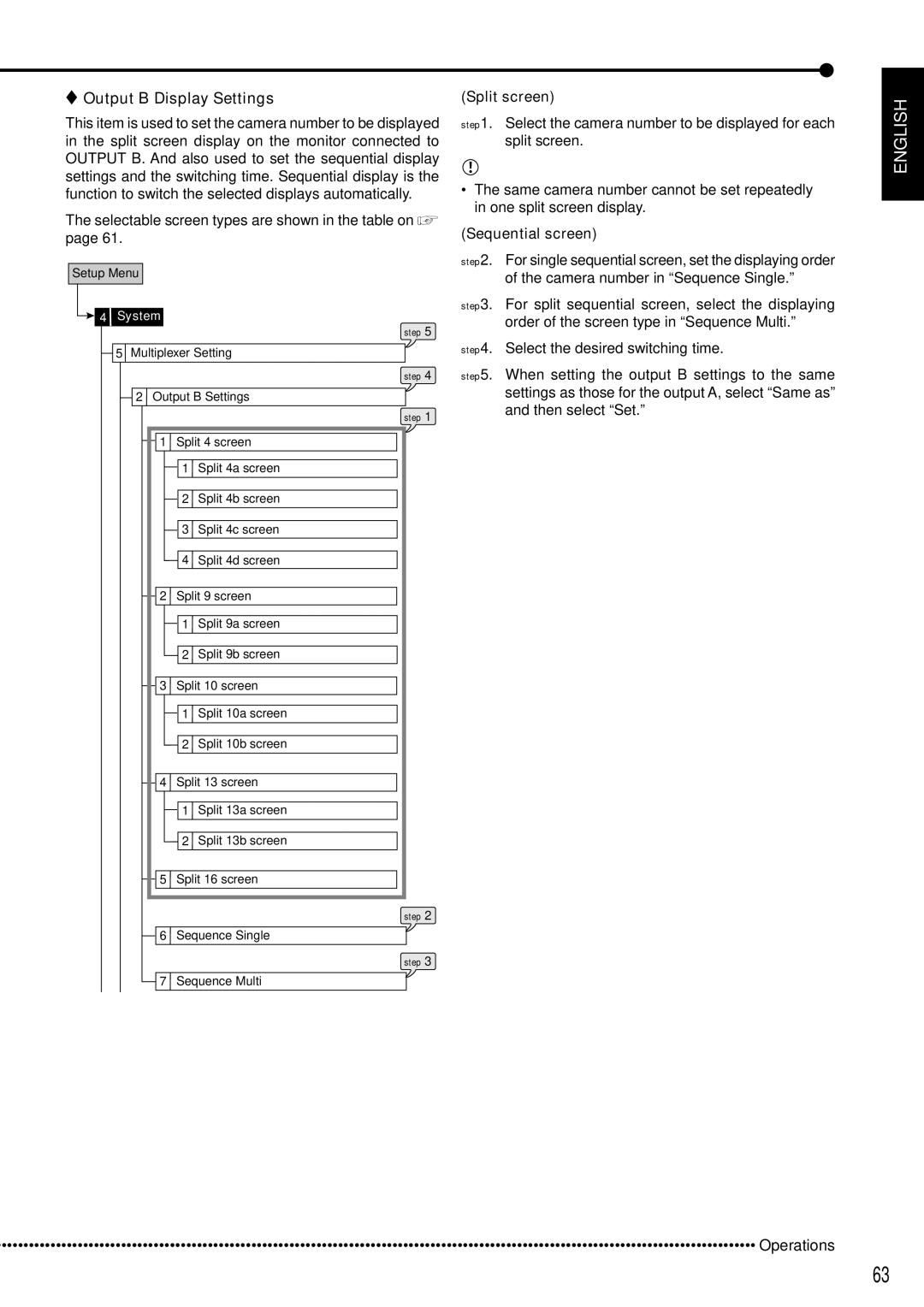 Mitsubishi Electronics DX-TL5000E instruction manual Output B Display Settings, Operations 