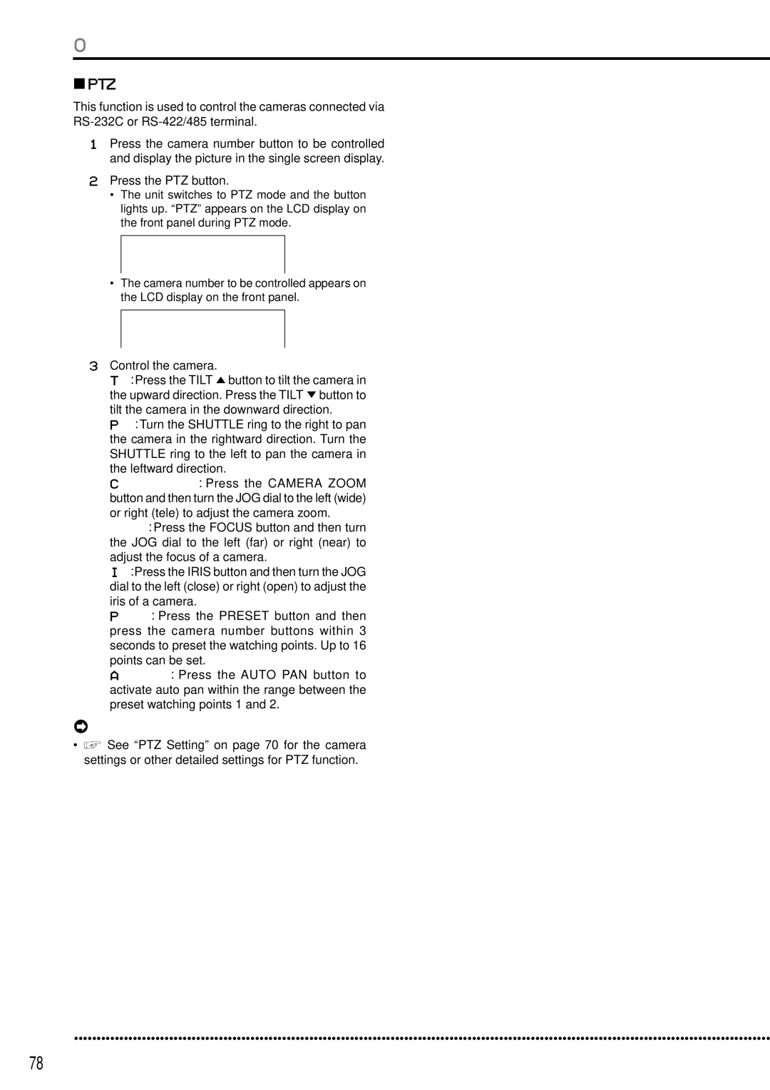 Mitsubishi Electronics DX-TL5000E instruction manual PTZ control, Press the PTZ button, Control the camera 