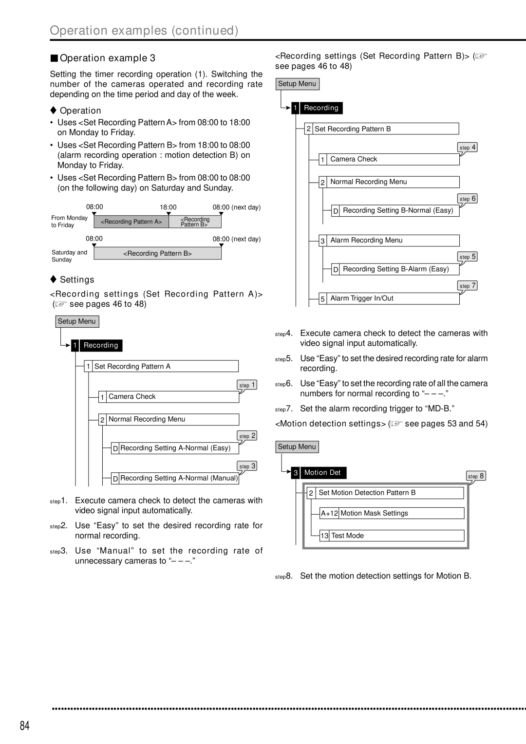 Mitsubishi Electronics DX-TL5000E instruction manual Recording settings Set Recording Pattern B see pages 46 to 