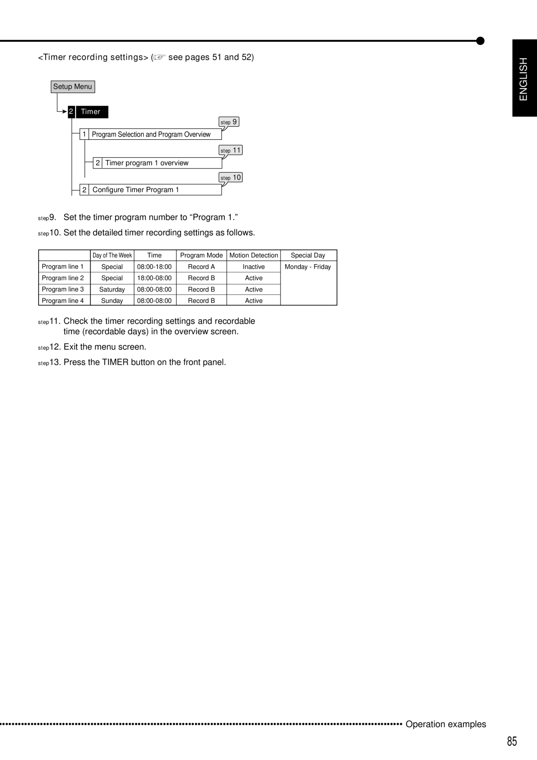 Mitsubishi Electronics DX-TL5000E instruction manual Timer recording settings see pages 51 