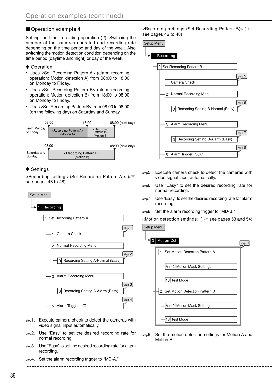 Mitsubishi Electronics DX-TL5000E instruction manual Set the motion detection settings for Motion a and Motion B 