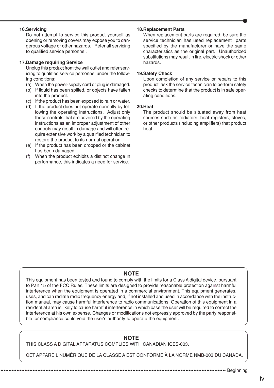 Mitsubishi Electronics DX-TL5000U user manual Servicing, Damage requiring Service, Replacement Parts, Safety Check, Heat 