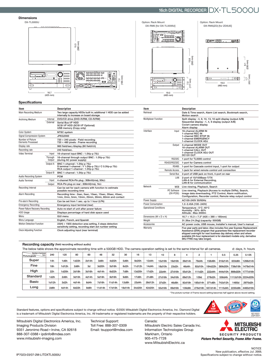 Mitsubishi Electronics DX-TL5000U manual 