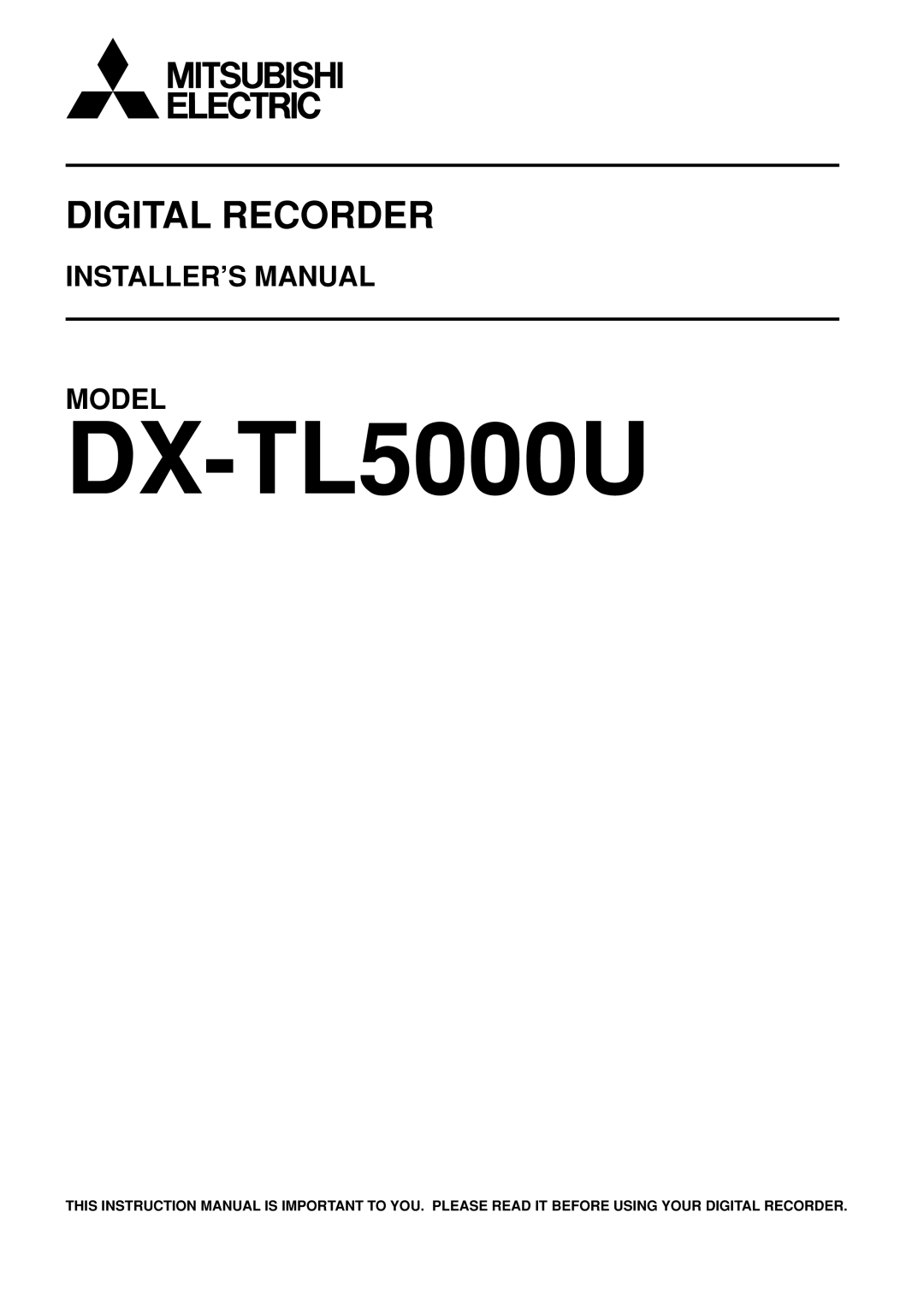 Mitsubishi Electronics DX-TL5000U instruction manual 