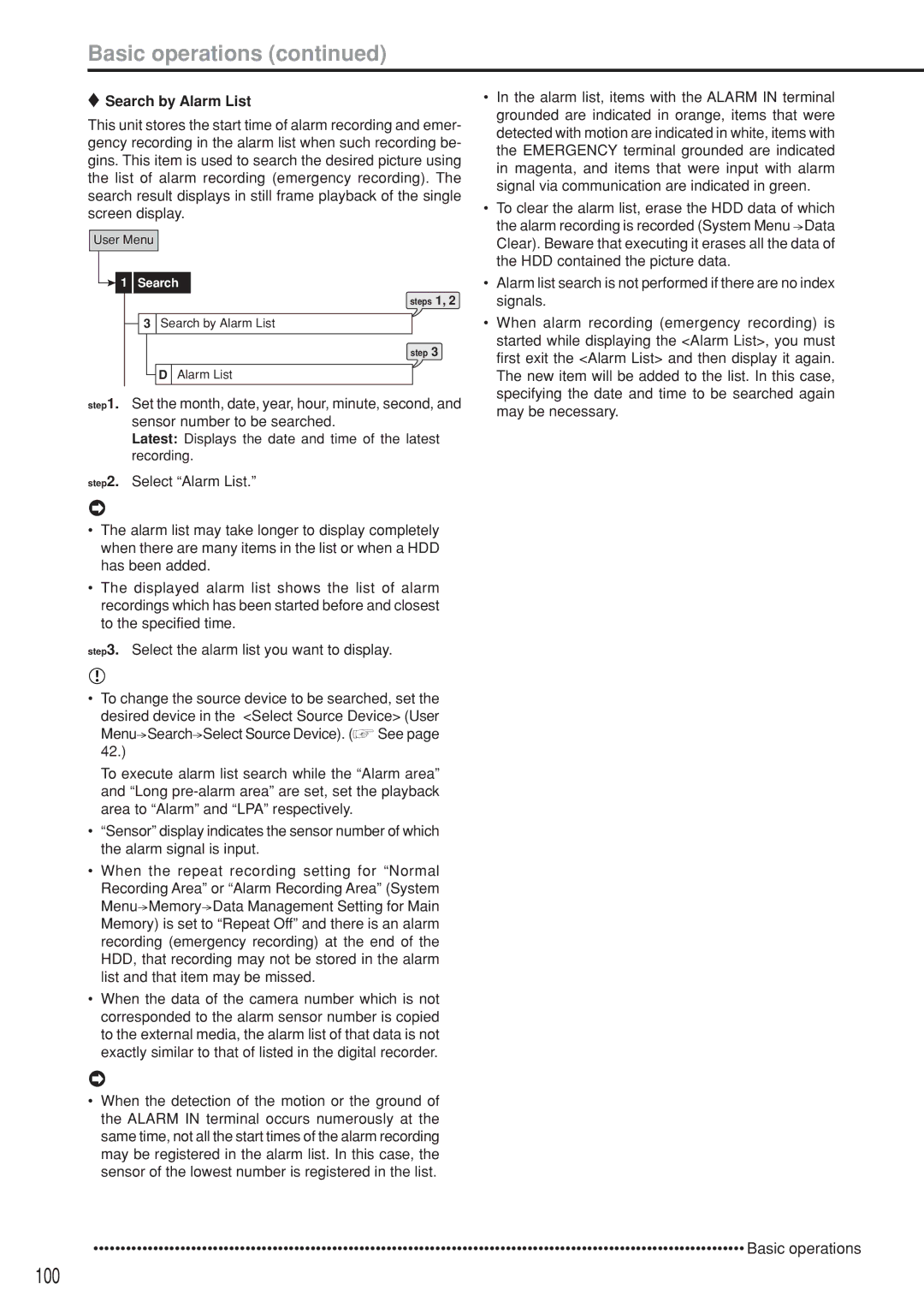 Mitsubishi Electronics DX-TL5000U instruction manual 100, Search by Alarm List 