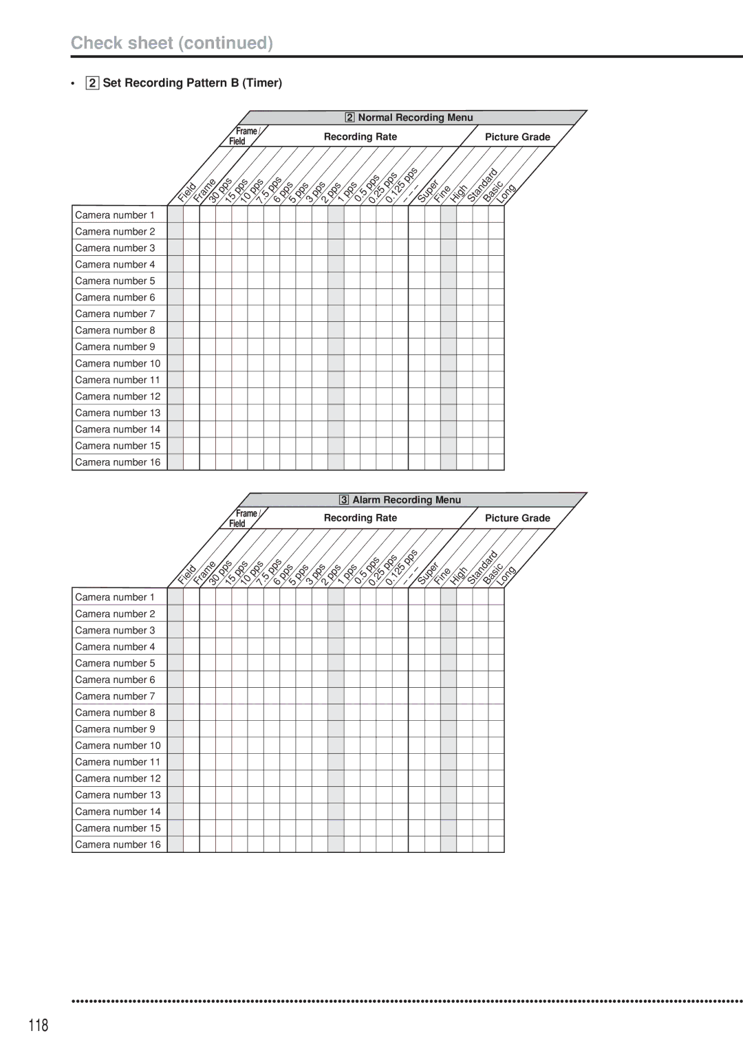 Mitsubishi Electronics DX-TL5000U instruction manual 118, Set Recording Pattern B Timer 