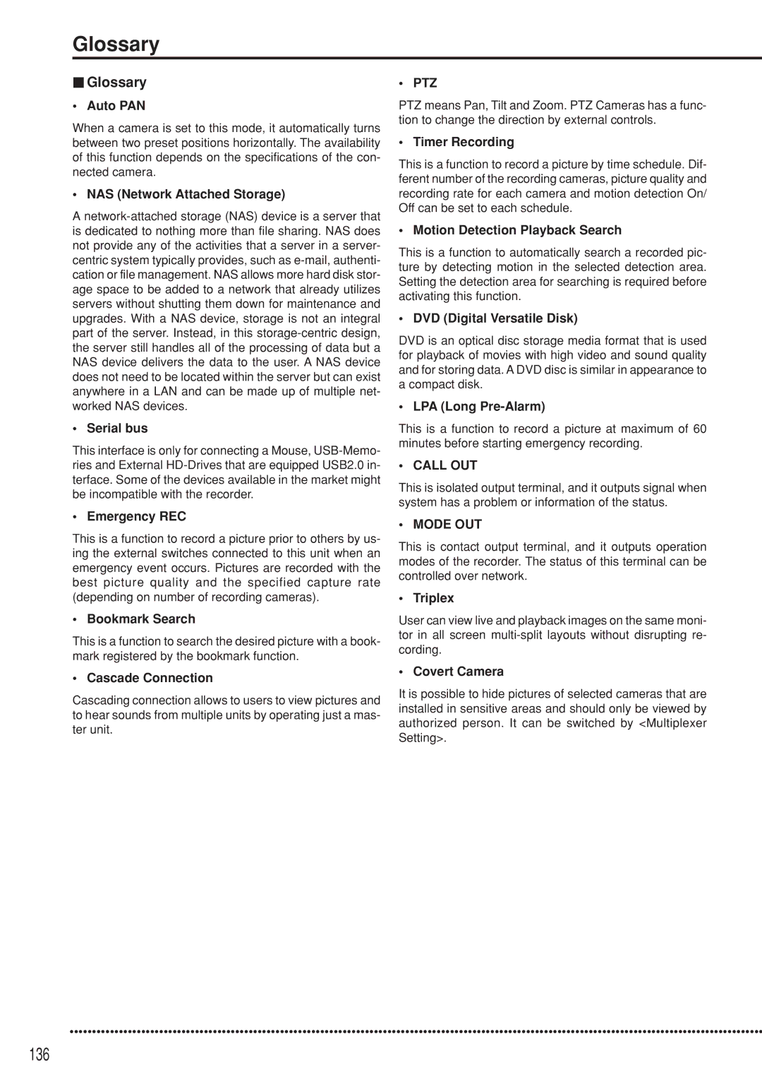 Mitsubishi Electronics DX-TL5000U instruction manual Glossary, 136 