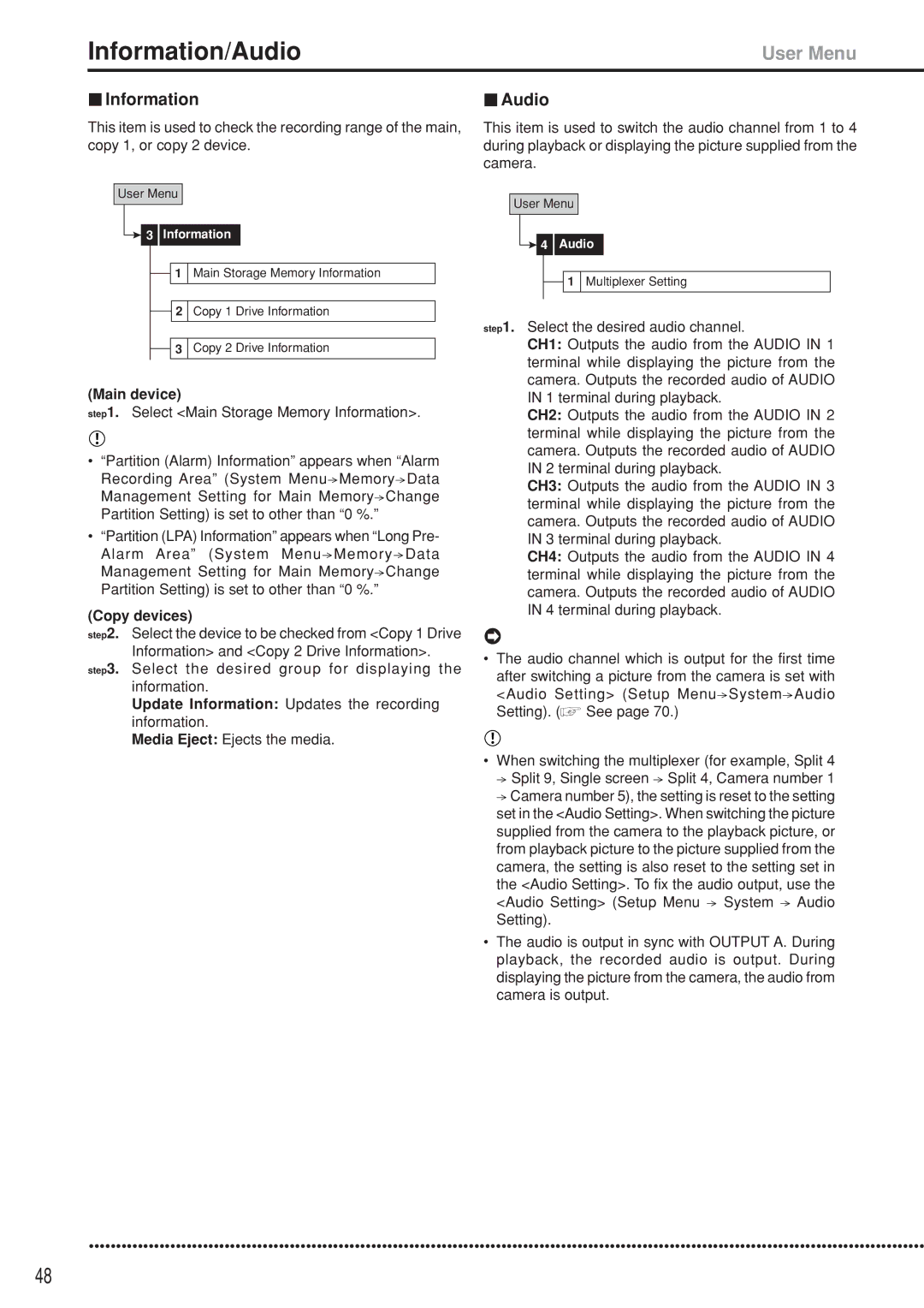 Mitsubishi Electronics DX-TL5000U instruction manual Information/Audio, Main device, Copy devices 