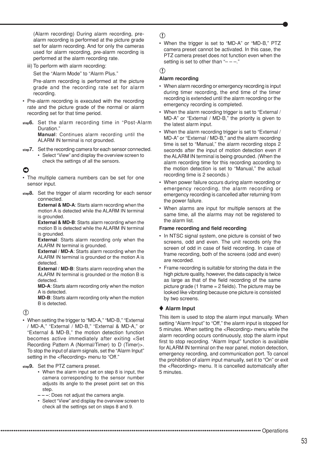 Mitsubishi Electronics DX-TL5000U Set the recording camera for each sensor connected, Set the PTZ camera preset 