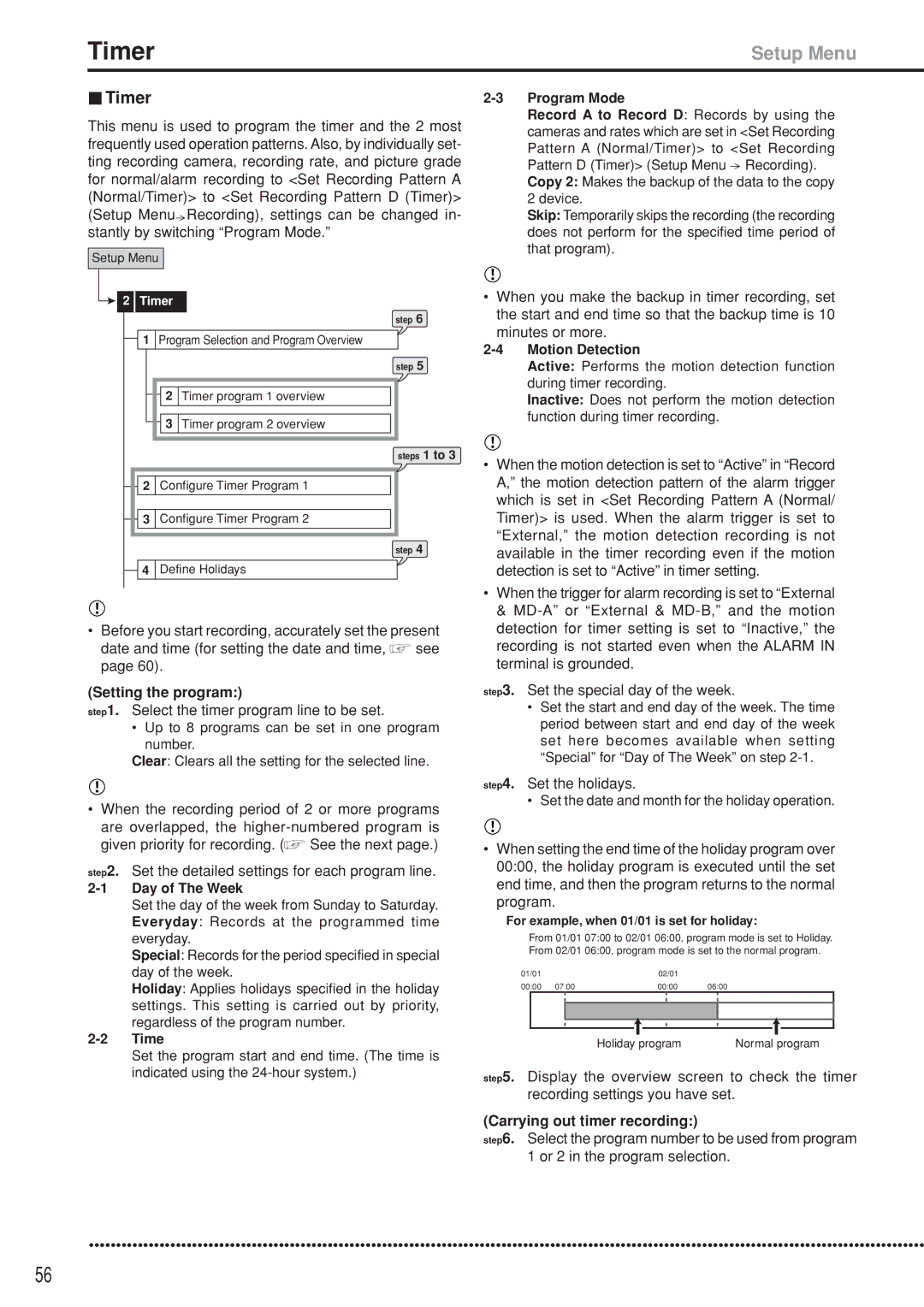 Mitsubishi Electronics DX-TL5000U instruction manual Timer, Setting the program, Carrying out timer recording 