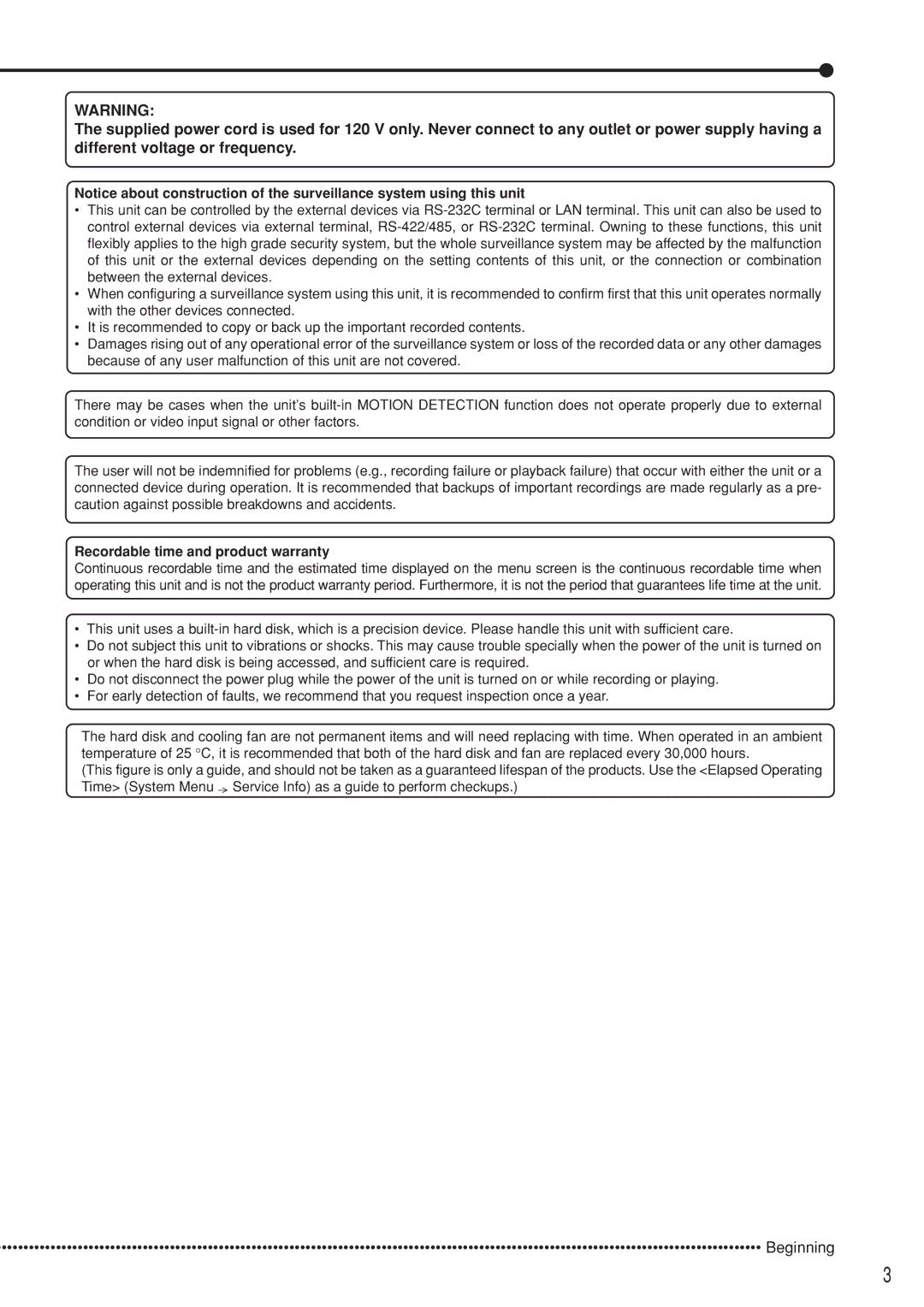 Mitsubishi Electronics DX-TL5000U instruction manual Recordable time and product warranty 