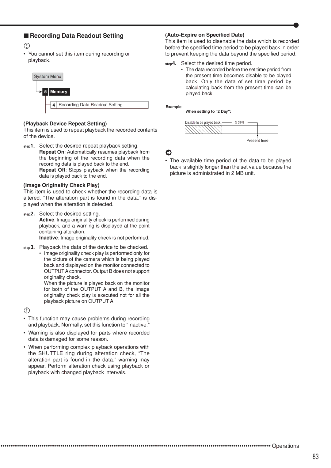 Mitsubishi Electronics DX-TL5000U instruction manual Recording Data Readout Setting, Playback Device Repeat Setting 