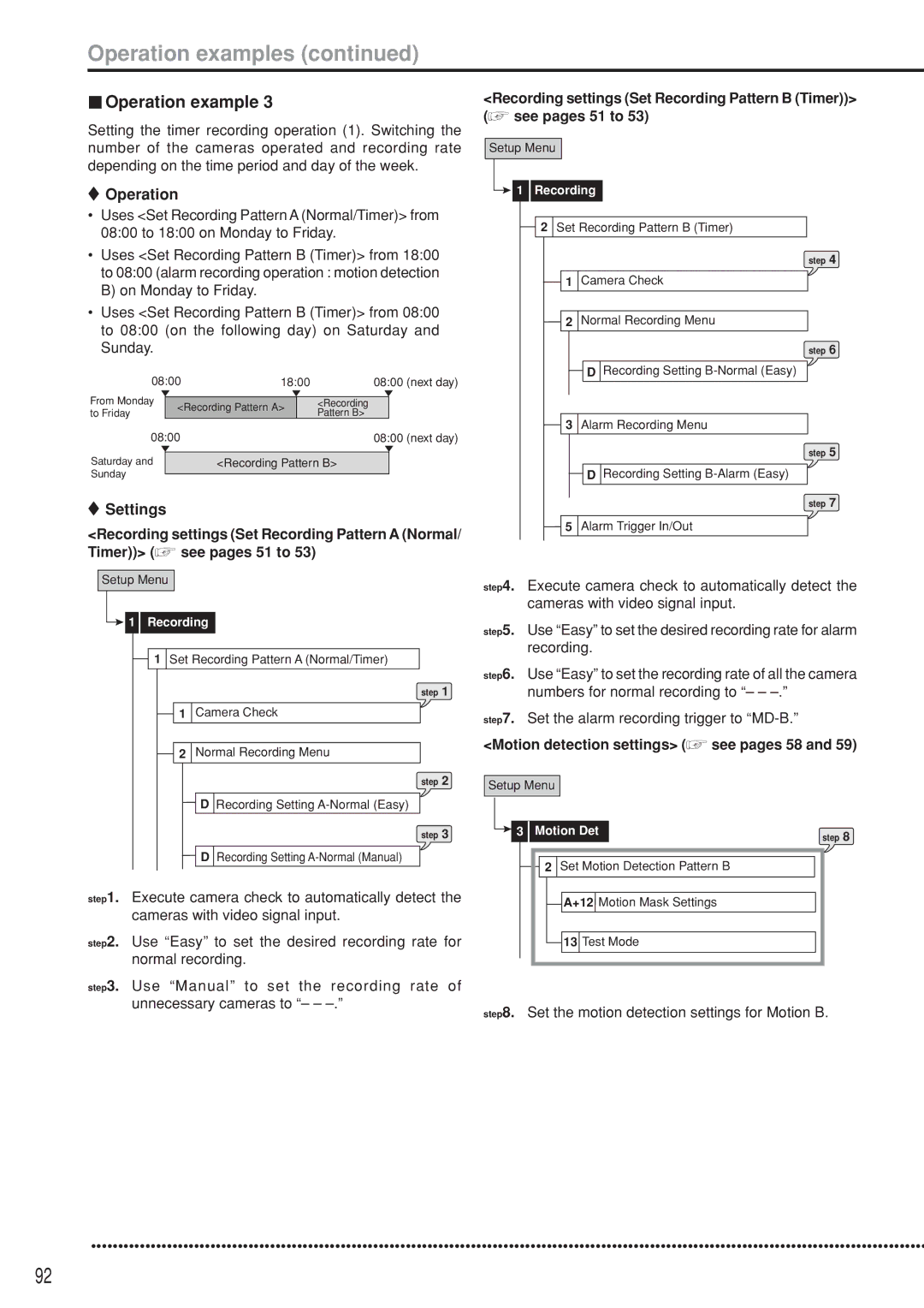 Mitsubishi Electronics DX-TL5000U Motion detection settings see pages 58, Set the motion detection settings for Motion B 