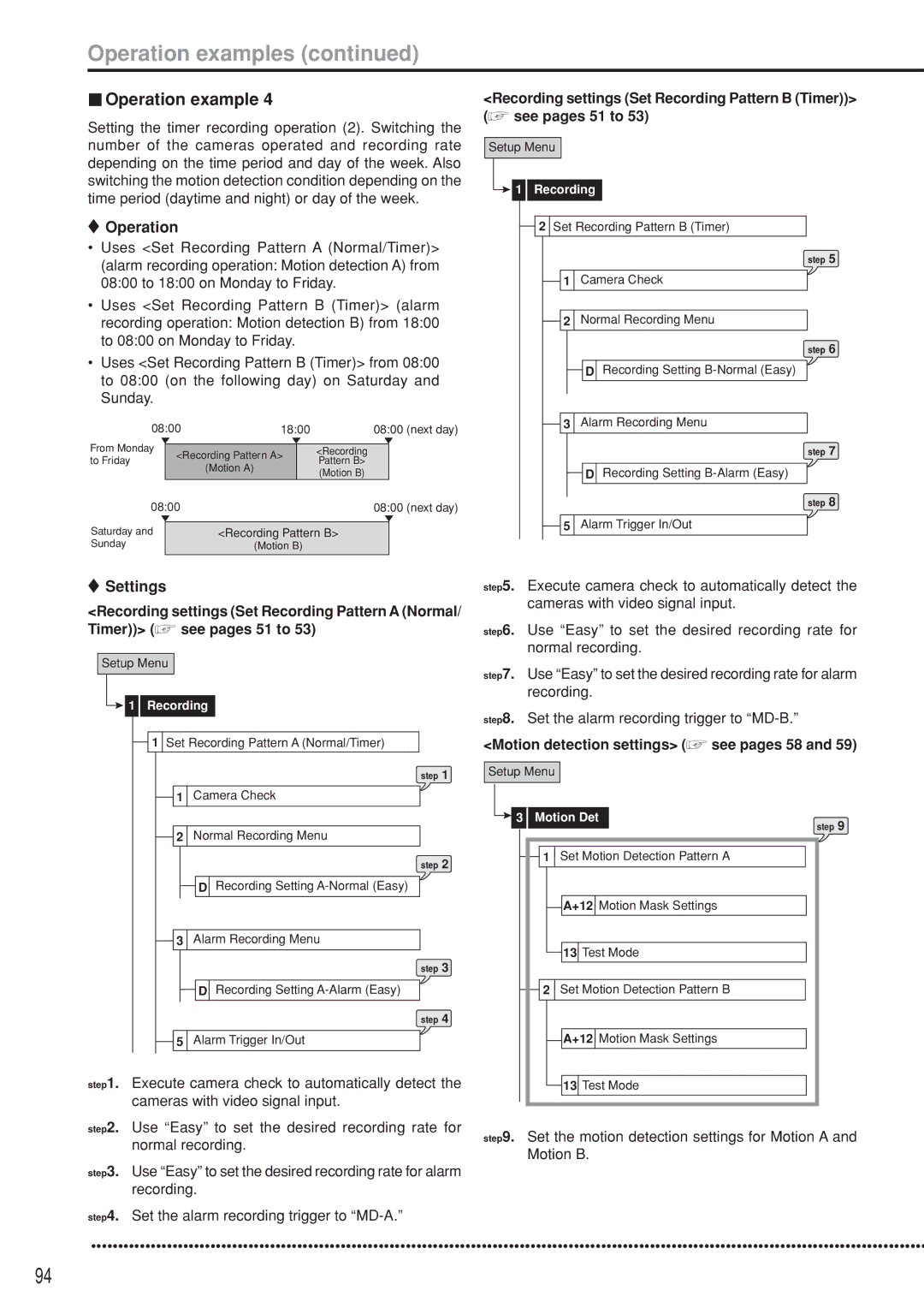 Mitsubishi Electronics DX-TL5000U instruction manual Set the motion detection settings for Motion a and Motion B 