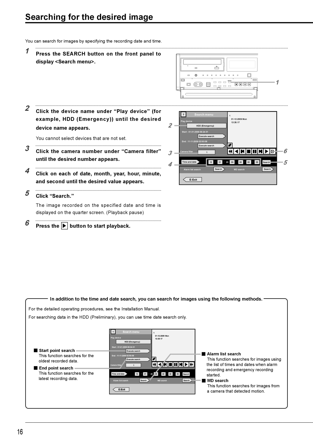 Mitsubishi Electronics DX-TL5716U instruction manual Searching for the desired image, Press Button to start playback 