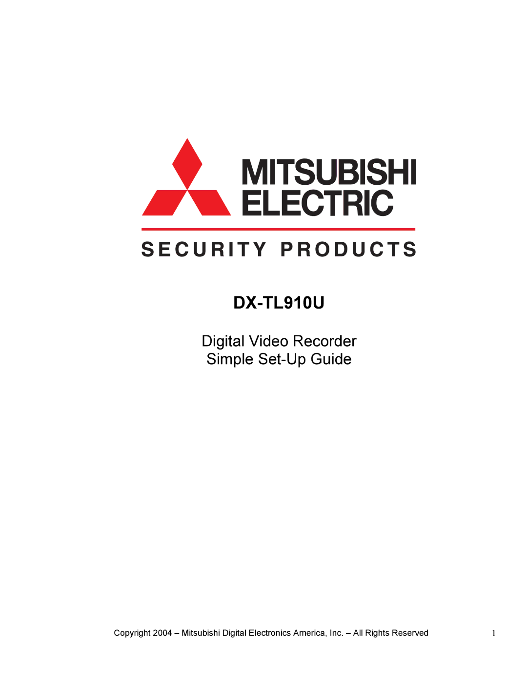 Mitsubishi Electronics DX-TL910U setup guide 