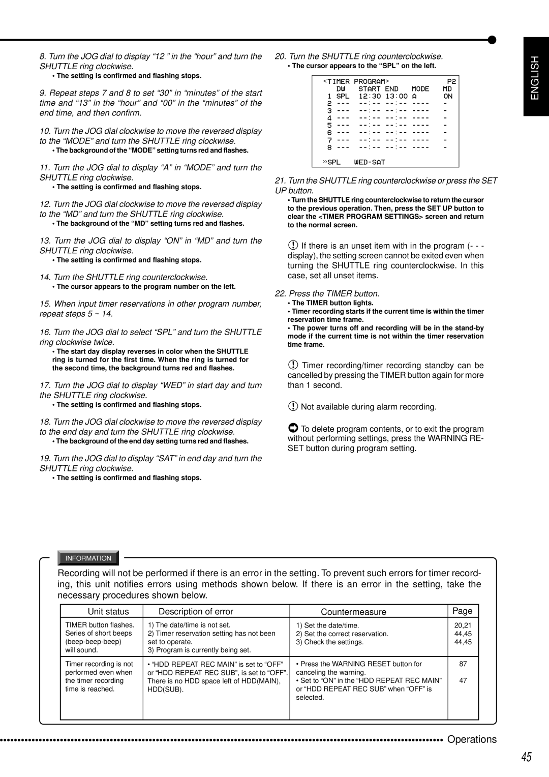 Mitsubishi Electronics DX-TL950E operation manual Press the Timer button 