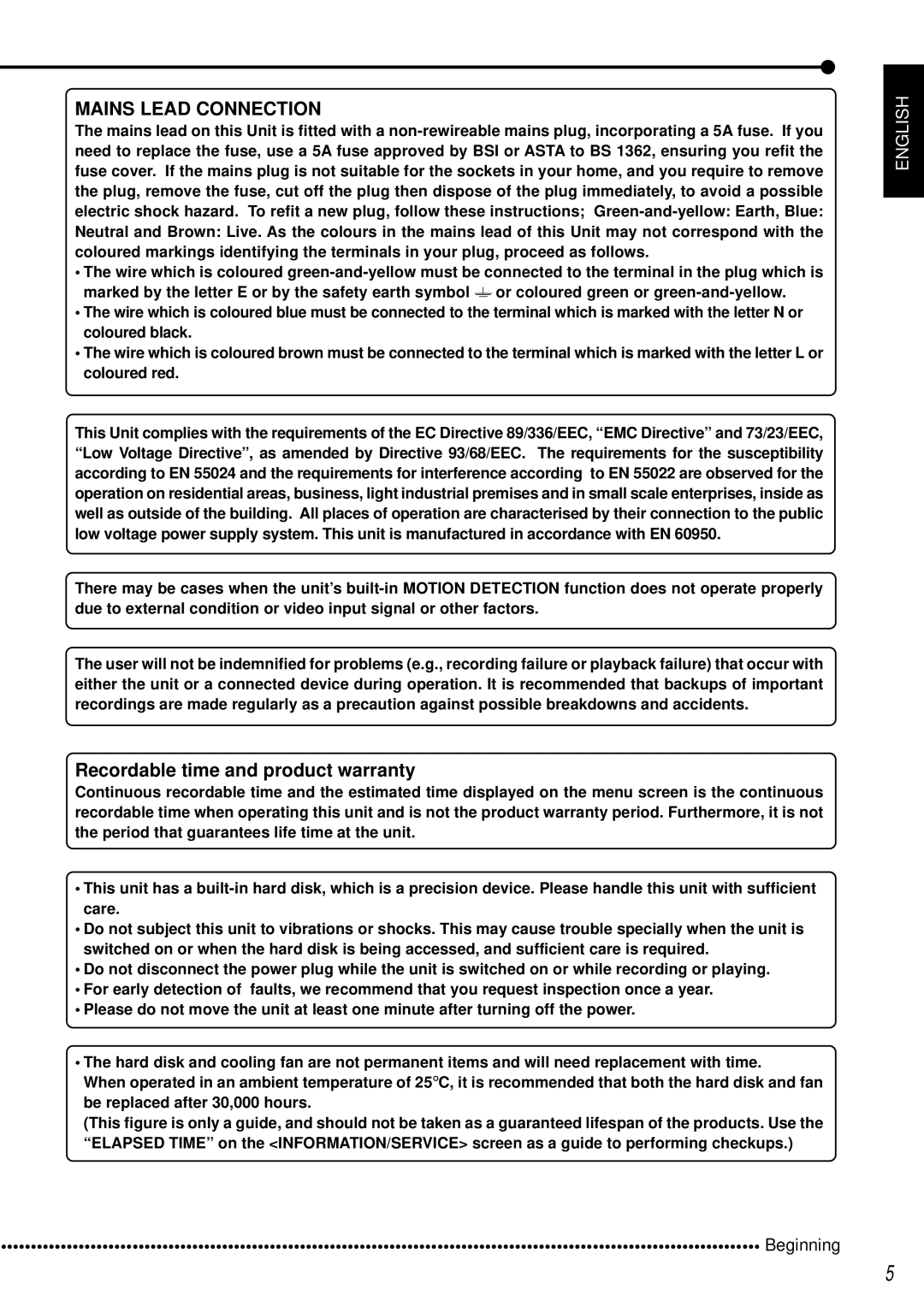 Mitsubishi Electronics DX-TL950E operation manual Mains Lead Connection 