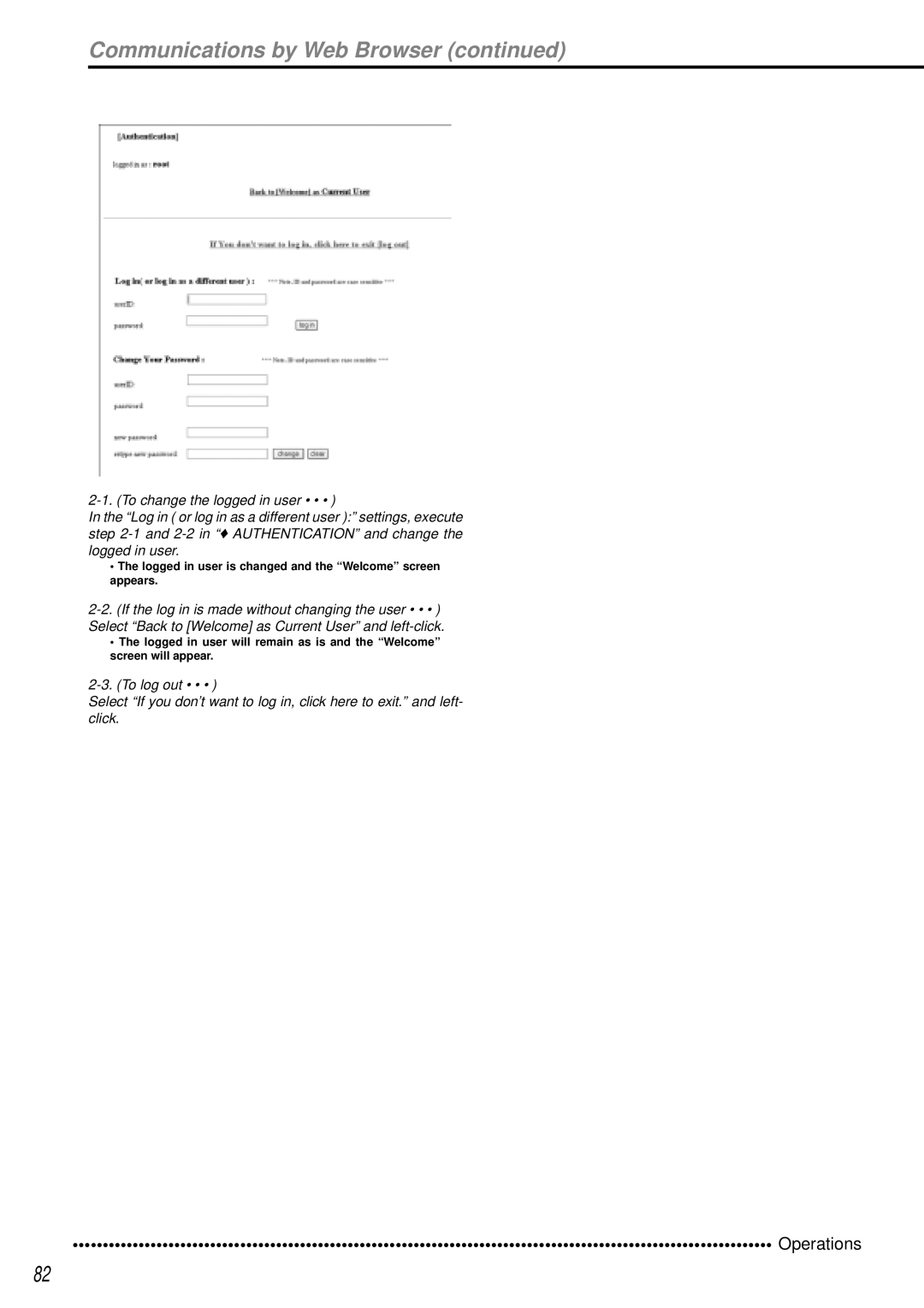 Mitsubishi Electronics DX-TL950E operation manual Logged in user is changed and the Welcome screen appears 