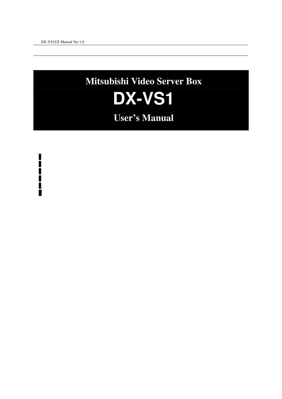 Mitsubishi Electronics DX-VS1 user manual 