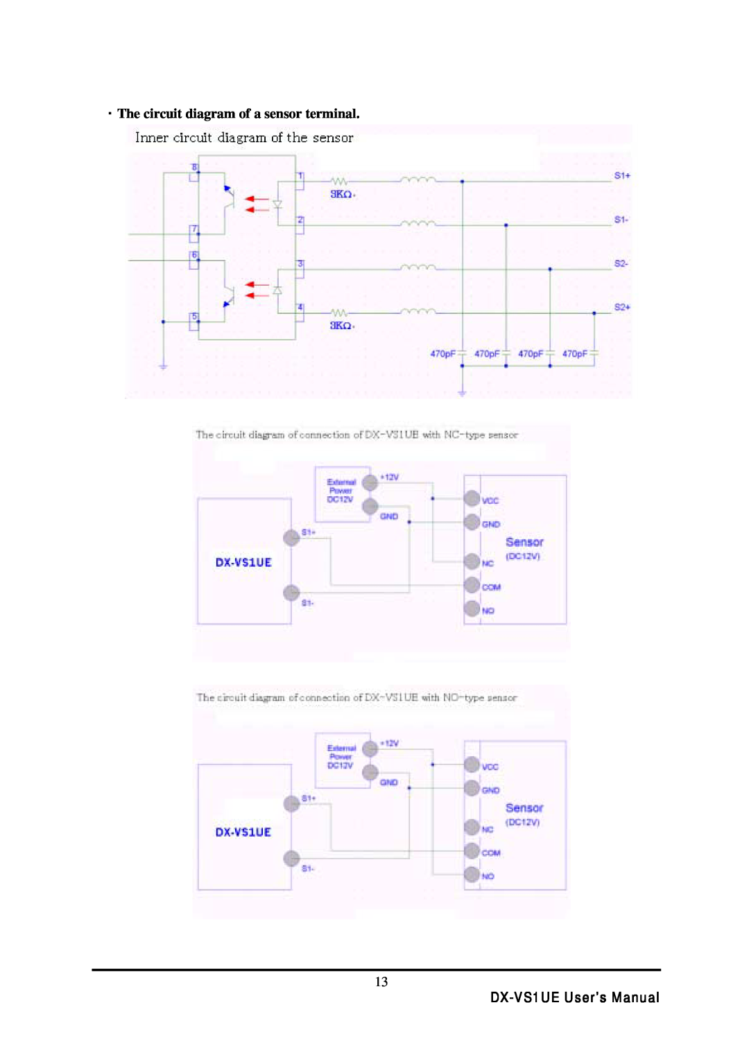 Mitsubishi Electronics user manual ・The circuit diagram of a sensor terminal, DX-VS1UE User’s Manual 