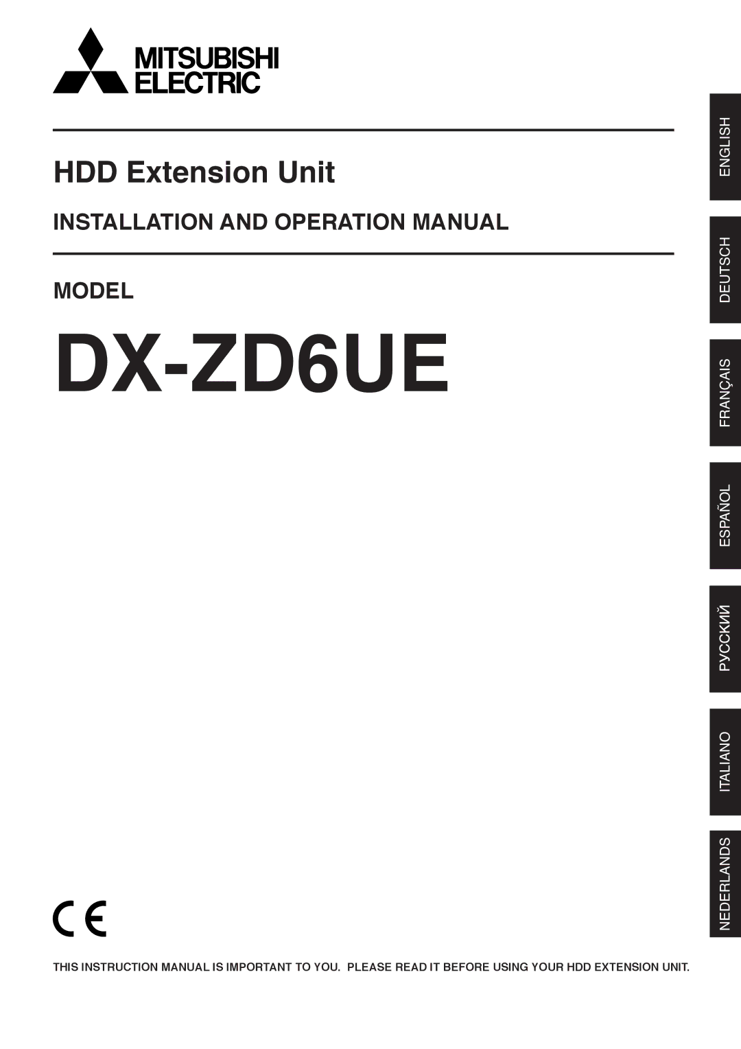 Mitsubishi Electronics DX-ZD6UE operation manual 