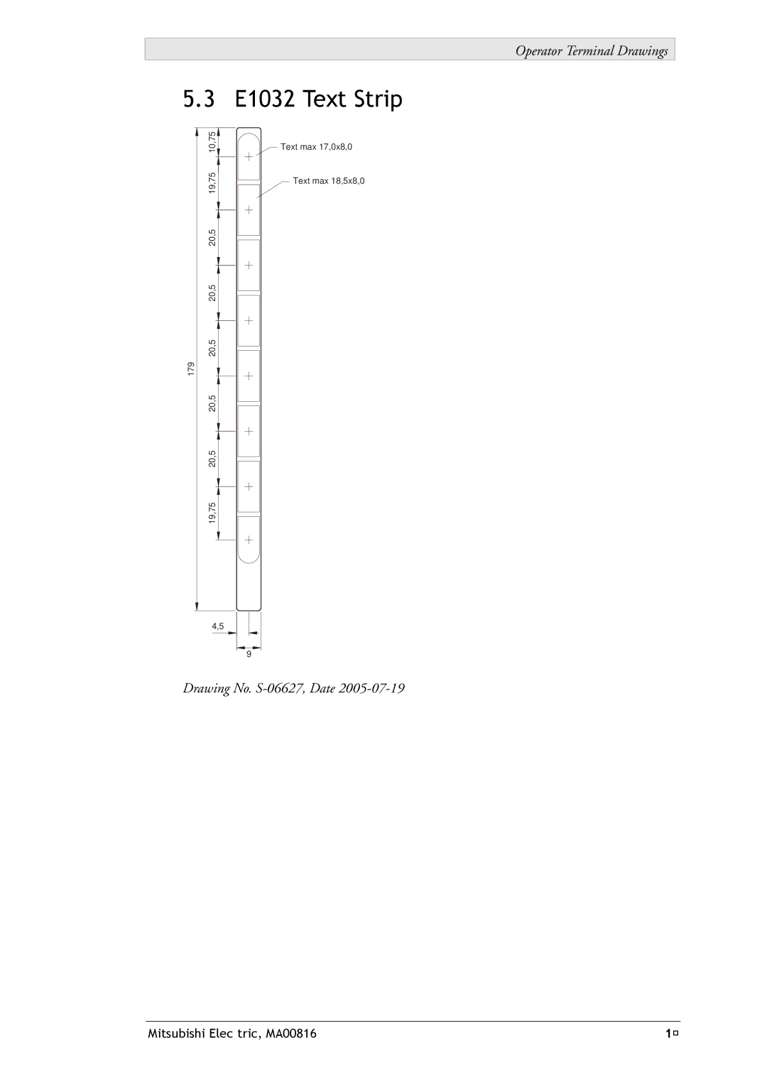 Mitsubishi Electronics installation manual E1032 Text Strip 