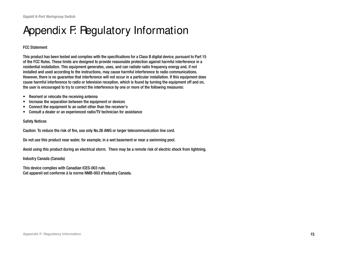 Mitsubishi Electronics EG008W manual Appendix F Regulatory Information, FCC Statement 