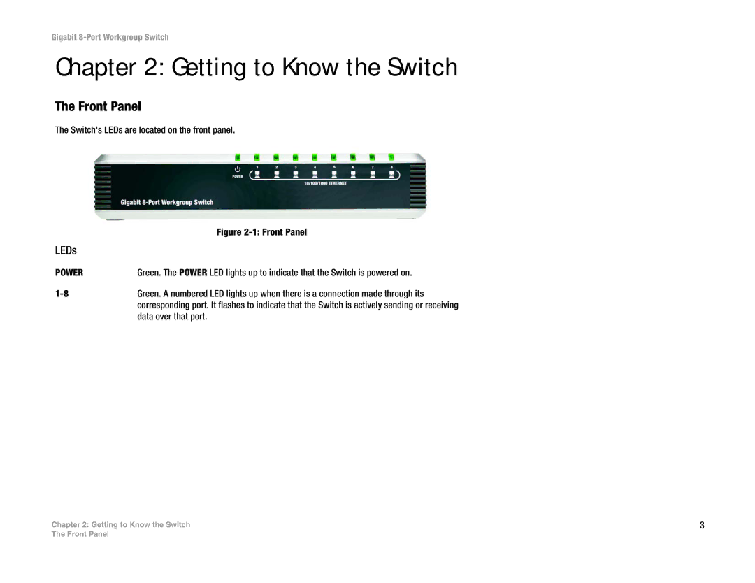 Mitsubishi Electronics EG008W manual Getting to Know the Switch, LEDs 