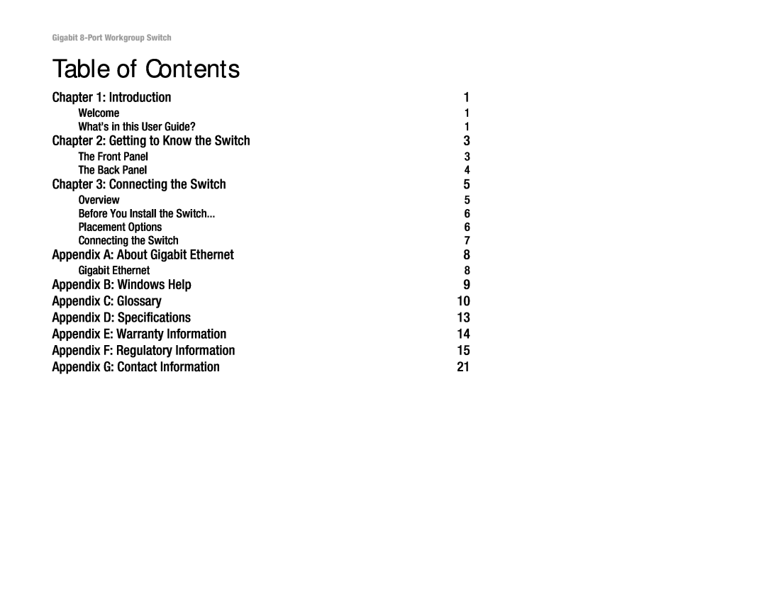 Mitsubishi Electronics EG008W manual Table of Contents 