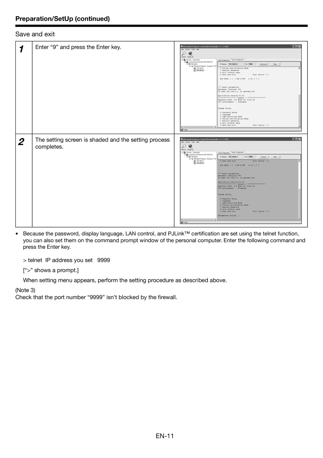 Mitsubishi Electronics user manual Save and exit, EN-11 