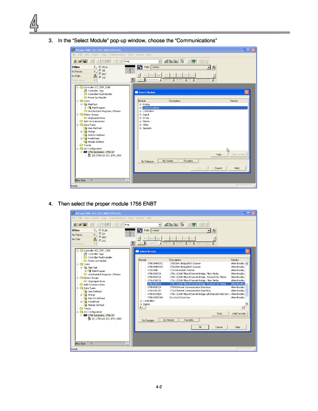 Mitsubishi Electronics ETH-1000 manual In the “Select Module” pop-up window, choose the “Communications” 