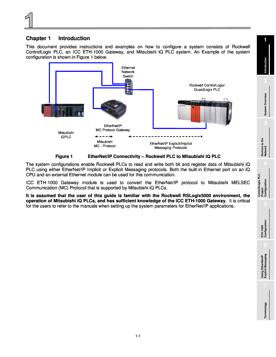 Mitsubishi Electronics ETH-1000 manual Introduction, EtherNet/IP Connectivity - Rockwell PLC to Mitsubishi iQ PLC 