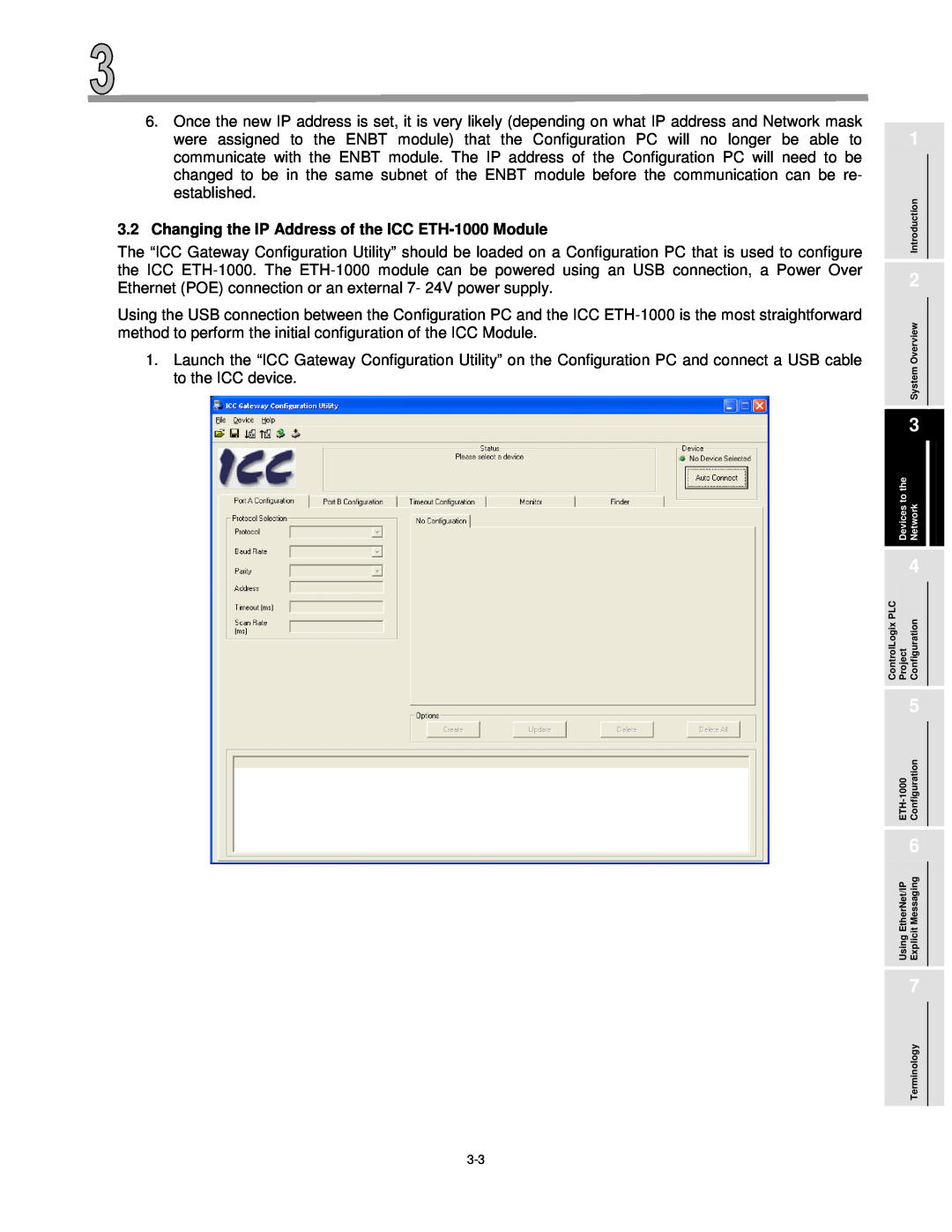 Mitsubishi Electronics manual Changing the IP Address of the ICC ETH-1000 Module 