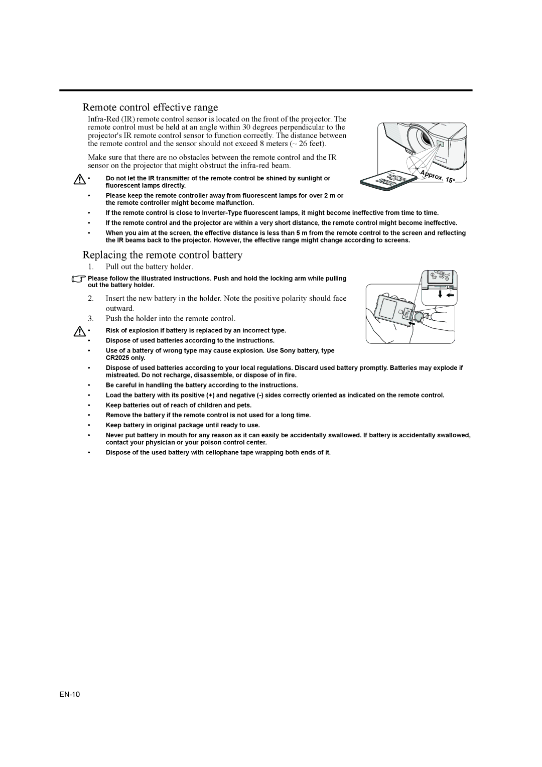 Mitsubishi Electronics EW270U user manual Remote control effective range 