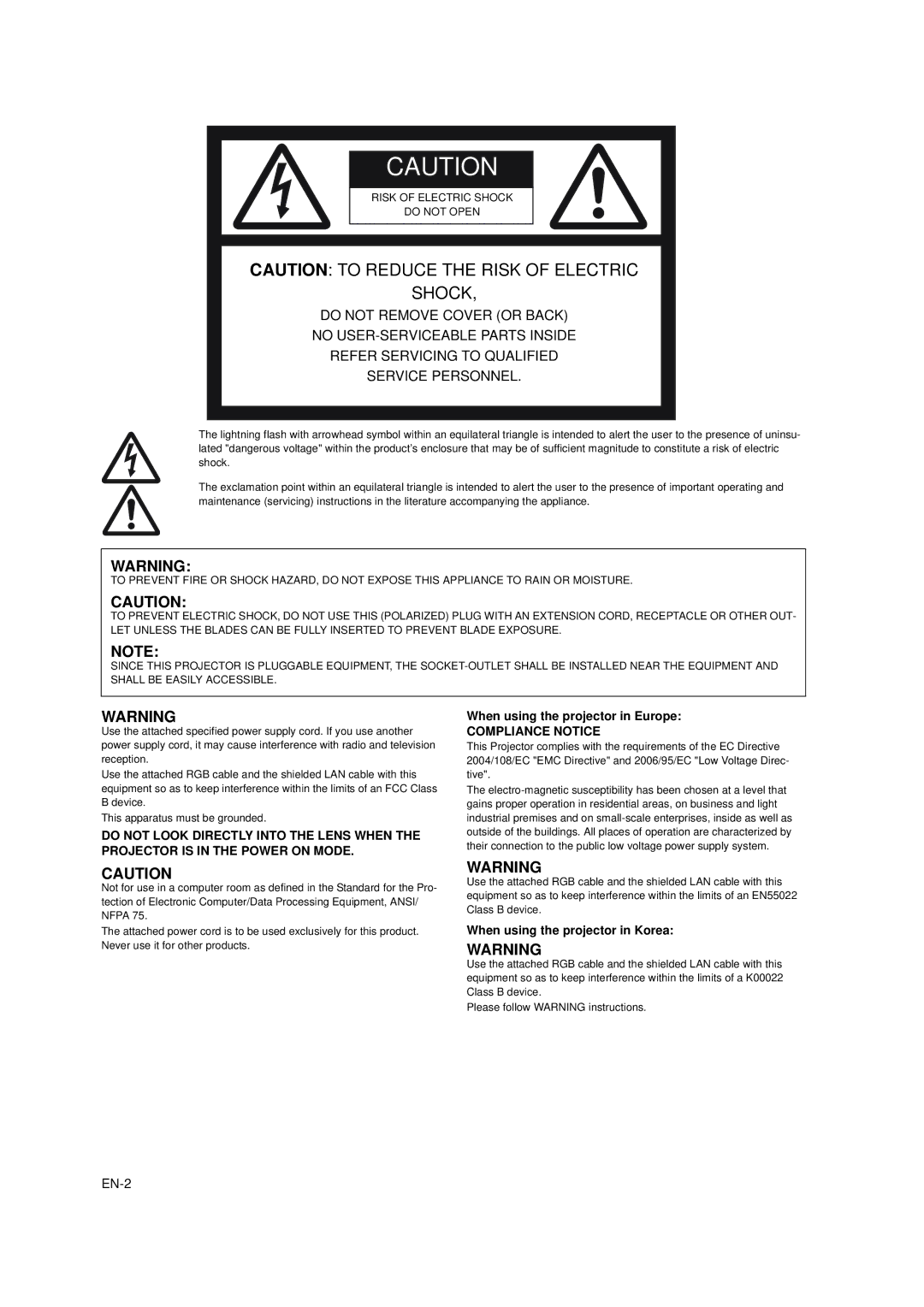 Mitsubishi Electronics EW270U user manual Shock 