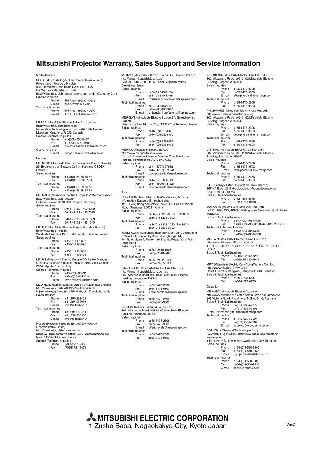 Mitsubishi Electronics EW270U user manual Mitsubishi Electric Corporation 