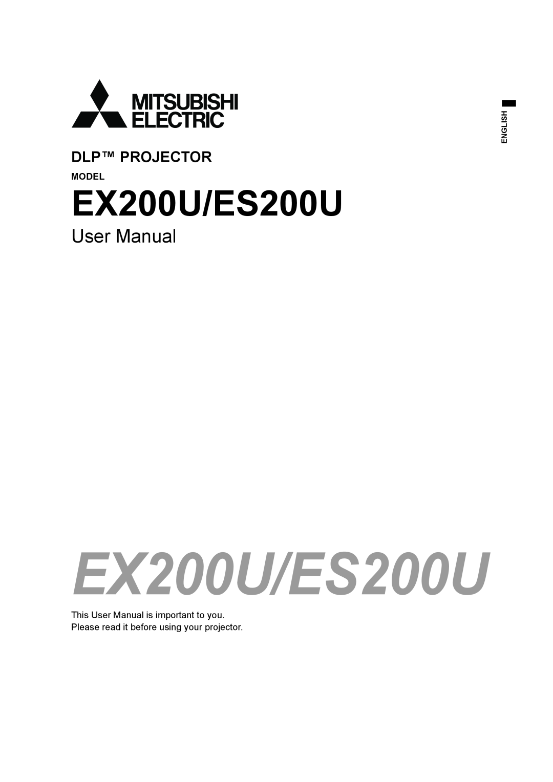 Mitsubishi Electronics user manual Model, EX200U/ES200U, User Manual, Dlp Projector 