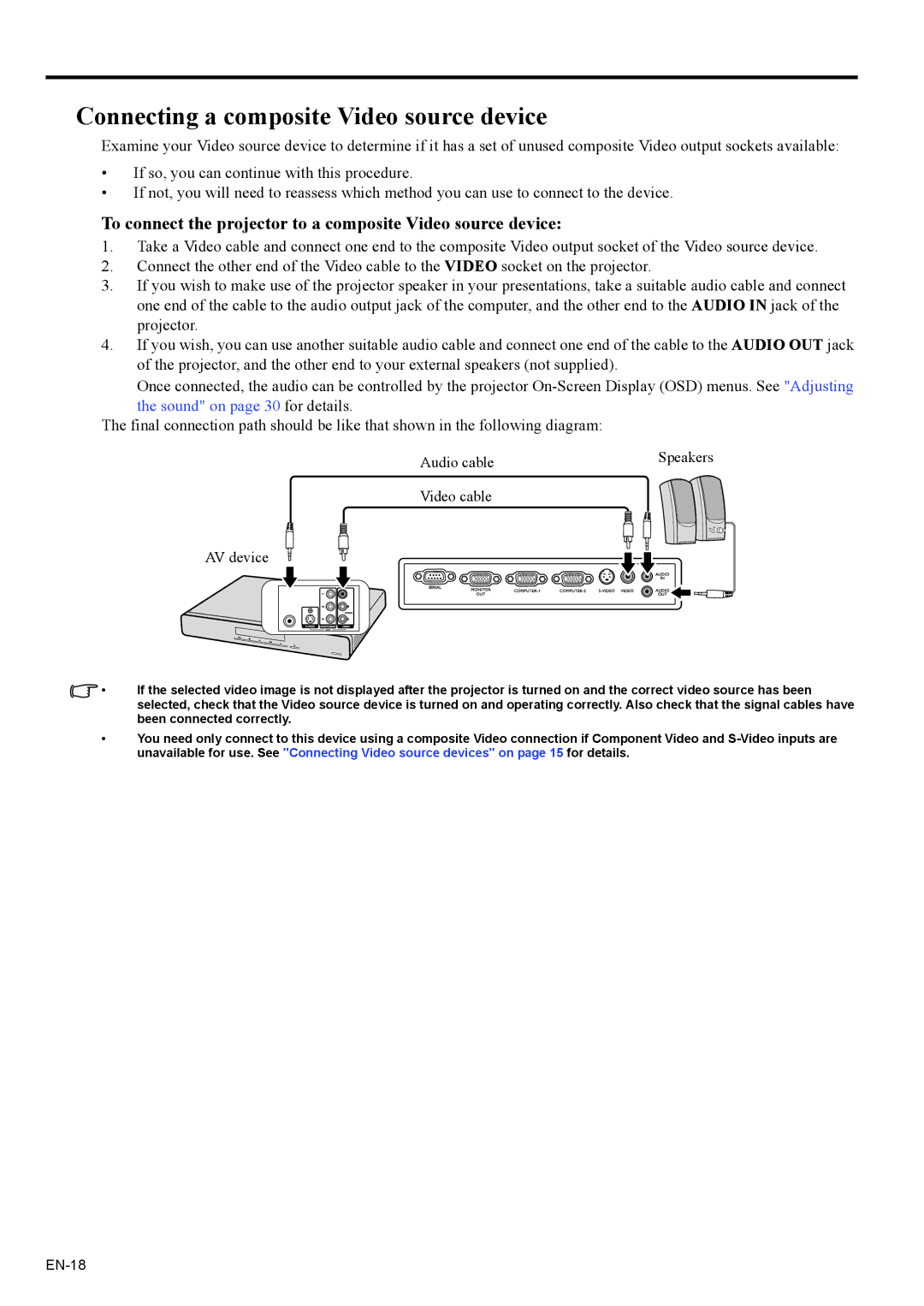 Mitsubishi Electronics EX200U user manual Connecting a composite Video source device 