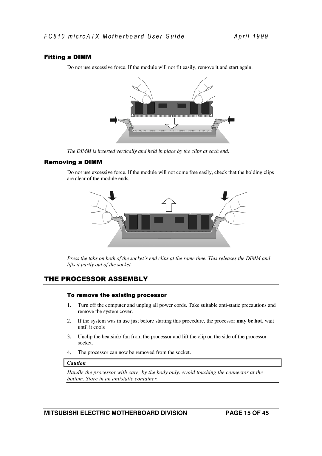 Mitsubishi Electronics FC810 manual Mitsubishi Electric Motherboard Division 